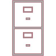 Symbolbild Archiv Datenbank, Frontalansicht zweier Schubladen