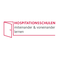 Logo Schriftzug Hospitationsschulen mit stilisierter roter Tür
